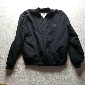 Haley Jacket Mens Medium Black Pullover Windbreaker Elastic Waist Golf Logo